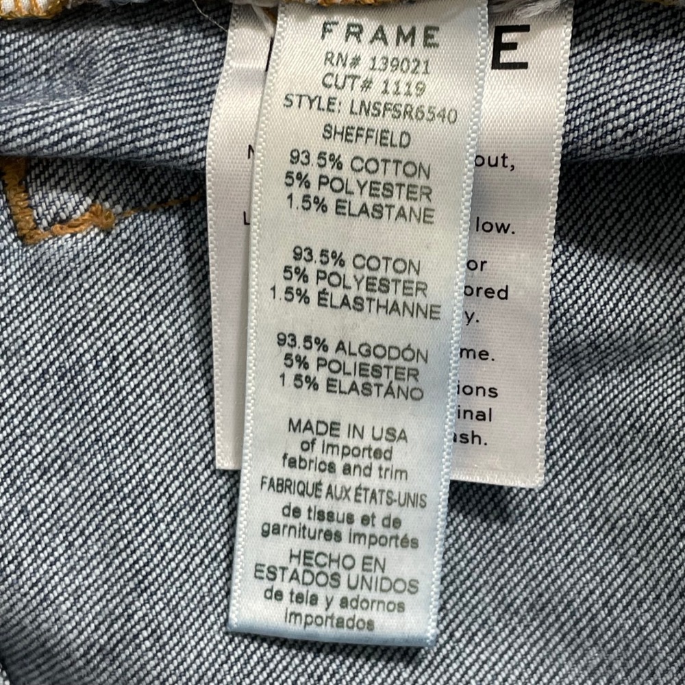FRAME Le Nouveau Straight Jeans Women Size29 Blue Wash High Rise Split Raw Hem - Picture 8 of 12